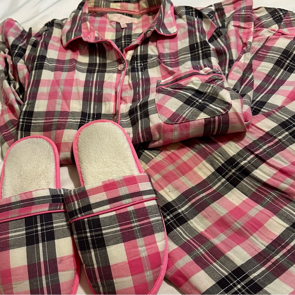 Plaid Pink and Black VS Pajamas Set - Picture 3 of 9